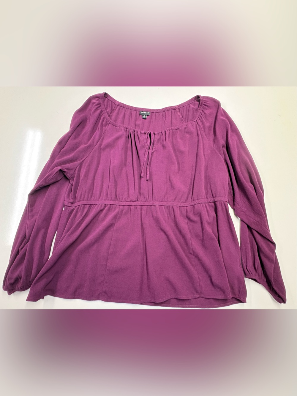 torrid Plum Long-Sleeve Peasant Blouse